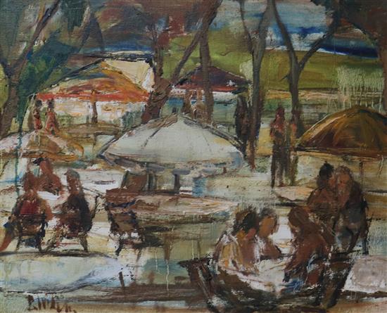 B. Wilimowska, oil on canvas, Park in Warsaw, signed indistinctly, 40 x 49cm